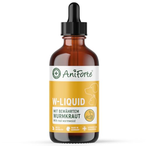 AniForte Wurm Kraut W-Liquid Tropfen Flüssig - natürliche Alternative für Hunde, Katzen, Haustiere, unterstützt & harmonisiert den Magen nach Wurmbefall, Made in Germany, 50ml von AniForte