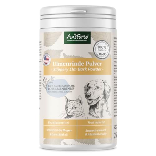 AniForte amerikanische Ulmenrinde Pulver für Hunde und Katzen 250g - Slippery Elm Bark, Naturprodukt unterstützt Darmflora & Magen-Darm-Trakt von AniForte