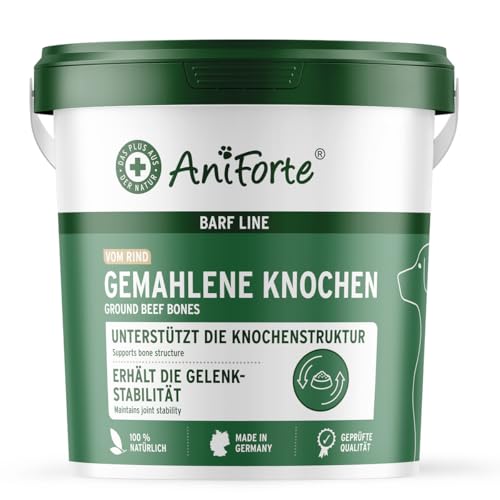 AniForte gemahlene Knochen bekannt als Fleischknochenmehl für Hunde und Katzen 2 kg - Natürliches Calcium für Knochenaufbau & Gelenke, Reines Knochenmehl Hund von AniForte