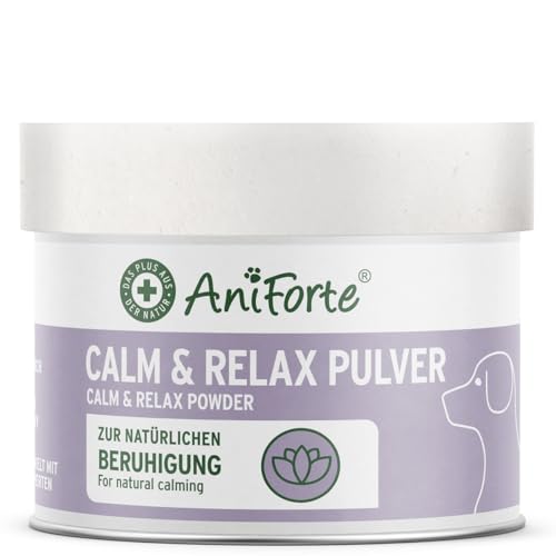 AniForte natürliche Beruhigung für Hunde Calm & Relax 100g - Natürliches Beruhigungsmittel zur Entspannung & Ruhe, Heilpflanzen bei Angst, Stress, Unruhe, Überreizung, Nervosität, Silvester & Reisen von AniForte