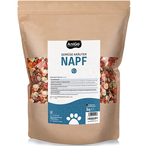 AniGo Gemüse Kräuter Napf - Gemüseflocken Hunde getreidefrei, Gemüseflocken Hunde Barf, Barf Zusatz Hund, Gemüseflocken Hunde, 1kg von AniGo