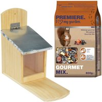 AniOne Eichhörnchen Futterspender mit PREMIERE Eichhörnchenfutter Gourmet Mix 600g von AniOne