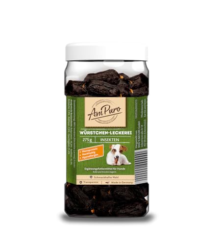 AniPuro 275g Snackbecher Würstchen-Leckerei Insekten, hochwertiger Belohnungssnack, getreidefreie Rezeptur, tierisches Monoprotein, Hypoallergen, für große und kleine Hunde von Ani Puro