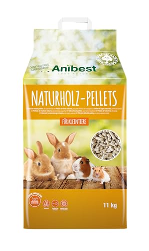 Anibest Kleintierpellets, 100% natürliche Einstreu für Kaninchen, Hamster, Meerschweinchen und Co, saugfähige & geruchsbindende Holzpellets, leicht dosierbare Unterstreu, 11 kg/ 20 l von Anibest