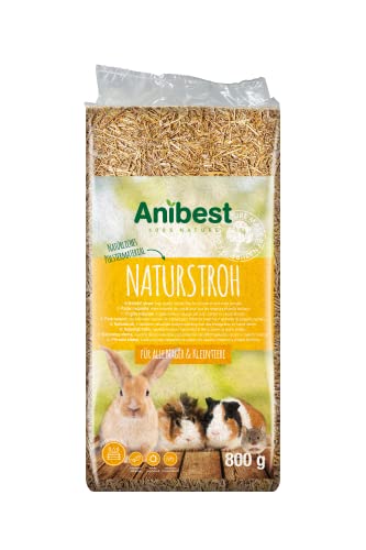 Anibest Naturstroh, Kleintierstreu, 100 % natürliche Einstreu für alle Nager & Kleintiere, Kaninchen, Hamster, Meerschweinchen und Co, saugfähig, wärmeisolierend, Made in Germany, 0,8 kg von Anibest