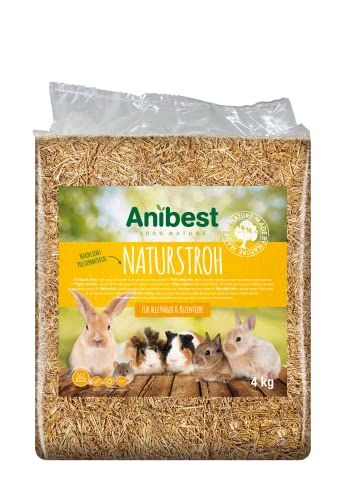 Anibest Naturstroh, Kleintierstreu, 100 % natürliche Einstreu für alle Nager & Kleintiere, Kaninchen, Hamster, Meerschweinchen und Co, saugfähig, wärmeisolierend, Made in Germany, 4 kg von Anibest