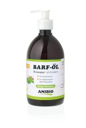 Anibio Barf - Öl 500ml - Hunde barfen - mit 5 hochwertigen kaltgepressten Ölen, essentiellen Fettsäuren, Naturkräuter von Anibio