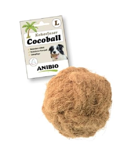 Anibio Cocoball Größe L - Kokos Ball aus Reiner Kokosfaser - Kauvergnügen und Kauspielzeug für Hunde - Reinigt die Zähne - Kokosball ca. 8cm von Anibio