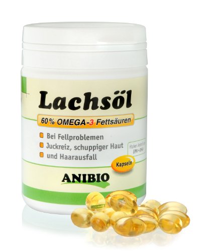 Anibio Lachsölkapseln 180 Stueck Ergänzungsfutter für Hunde und Katzen, 1er Pack (1 x 0.133 kg) von Anibio