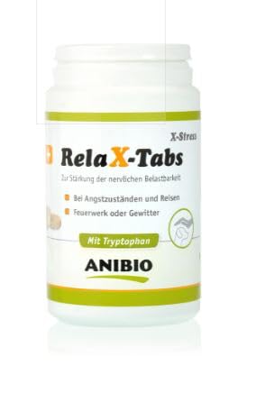 Anibio Relax-Tabs 180g Hunde Relax Tabs bei Reisen, Angstzuständen, Feuerwerk, Gewitter,Angst mit Tryptophan von Anibio