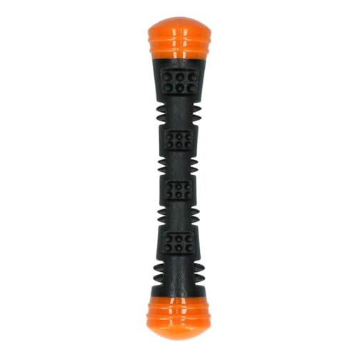 Dog Comets Meteor Wurfstock - Hundespielzeug - Mit Quietsche - Wurfspielzeug für Hunde - Bouncing - Gummi - L - 32 cm - Orange/Schwarz von Dog Comets