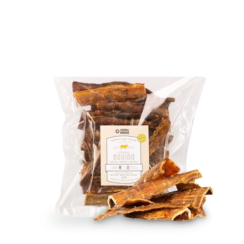 Animal House - Natürlicher Snack für Hunde, Barf mit offenem Rinderösophagus, 12 cm, Italienischer Protein-Leckerbissen zum Kauen und Wohlbefinden Ihres Hundes (500 g, offene Rinderexophage 12 cm) von Animal House