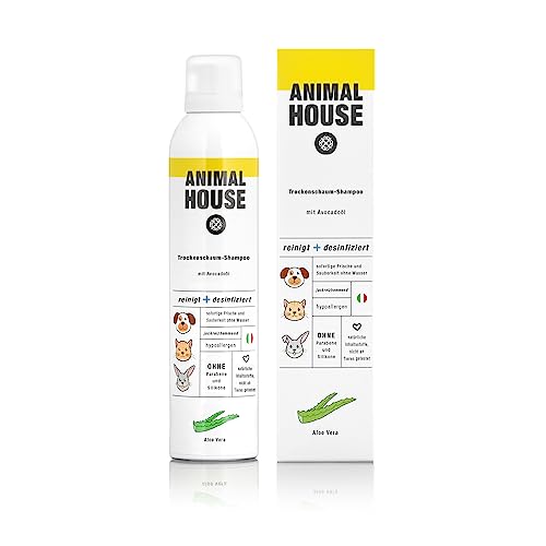 Animal House – Trockenshampoo-Mousse – hypoallergen – für alle Rassen geeignet – frei von chemischen Wirkstoffen – hergestellt in Italien – pflegend – natürlich – (Aloe Vera) von Animal House