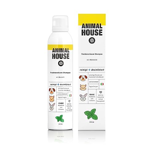 Animal House – Trockenshampoo-Mousse – hypoallergen – für alle Rassen geeignet – frei von chemischen Wirkstoffen – hergestellt in Italien – pflegend – natürlich – (Minze) von Animal House