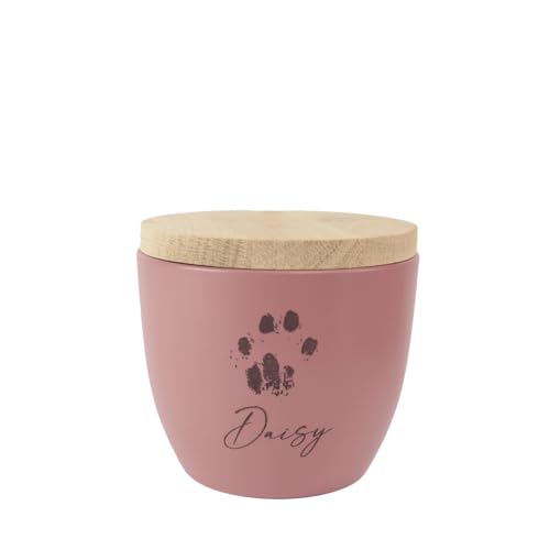 Animal Tree Keramik Tierurne Dusty Pink mit originalem Pfotenabdruck deines Tieres, personalisierbare Tierurne mit Holzdeckel für Hunde und Katzen, Für Tiere bis zu einem Lebendgewicht von ca. 5 kg von Animal Tree