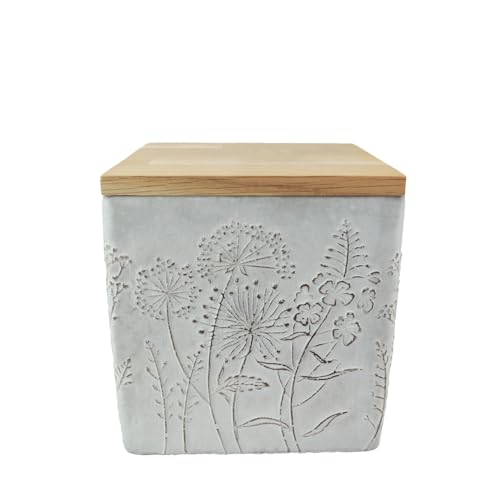 Animal Tree Keramik Tierurne Wildblumen quadratisch, personalisierbare Tierurne mit Holzdeckel für Hunde und Katzen, Für Tiere bis zu einem Lebendgewicht von ca. 15 kg von Animal Tree