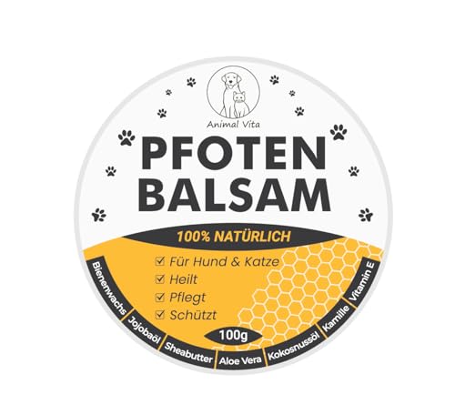 Animal Vita® Pfotenbalsam 100ml für Hunde und Katzen [mit Bienenwachs] 100% natürliche Inhaltsstoffe - Pflegt rissige und spröde Pfoten - Natürliche Pfotenpflege - Nasenbalsam ohne Parfüm von Animal Vita