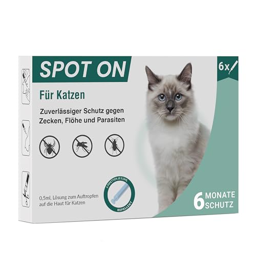 Animal Vita® Spot On Zeckenschutz für Katzen [6 Monate zuverlässiger Zeckenschutz] Zeckenmittel für Katzen -Zeckenschutz Katze - Spot On für Katzen von Animal Vita