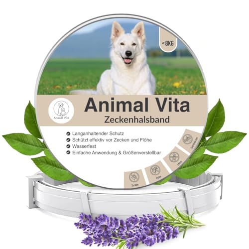 Animal Vita® Zeckenhalsband für Hunde [zuverlässiger Schutz vor Zecken] wasserdicht und verstellbar - bis zu 8 Monate Zeckenschutz mit 100% natürlichen Inhaltsstoffen, mit Zitroneneukalyptus von Animal Vita