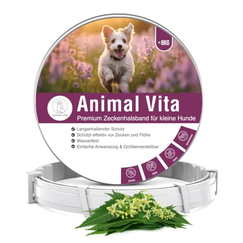 Animal Vita® Premium Zeckenhalsband für kleine Hunde - Zuverlässiger Schutz vor Zecken [wasserdicht und größenverstellbar] bis zu 8 Monate Zeckenschutz für Hunde von Animal Vita