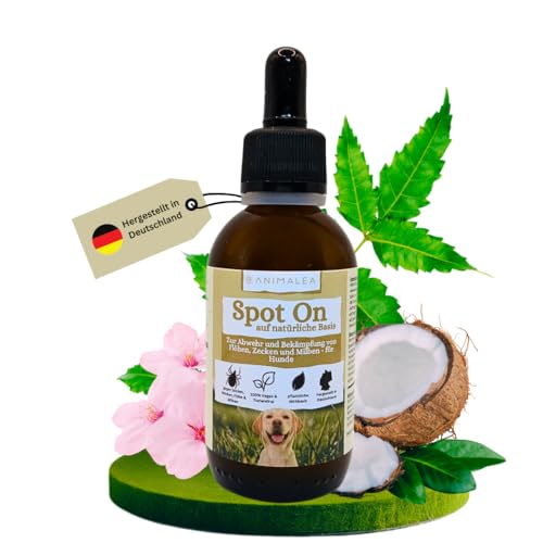 Animalea® Natürliches Spot On für Hunde - TESTURTEIL SEHR GUT 02/25 - Zeckenschutz für Hunde - 50 ml [Jahresvorrat] - Zeckenmittel für Hunde - Bio-Margosa Extrakt - gegen Zecken, Milben, Flöhe von Animalea