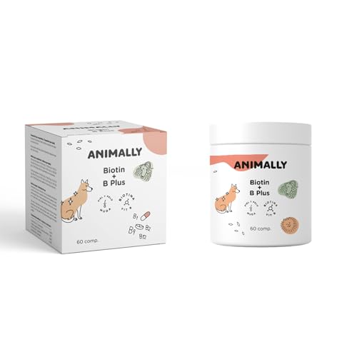 Animally Biotin B Plus 60 Tabletten. Hautgesundheit für Hunde und Katzen. Zur Erhaltung einer gesunden Haut und eines gesunden Fells. Ideal für die Häutung von Animally