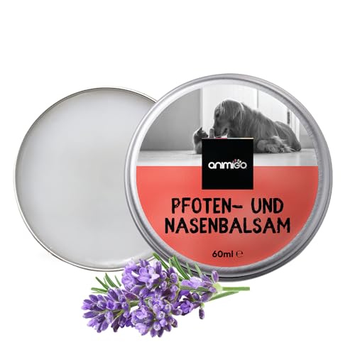 Nasen & Pfotenbalsam für Hunde & Katzen - Für trockene, rissige Nasen & Pfoten im Sommer - 60ml Pfotenpflege & Nasenbalsam mit Lavendelöl, Bienenwachs, Vitamin E - Nasensalbe & Pfotenschutz - animigo von animigo