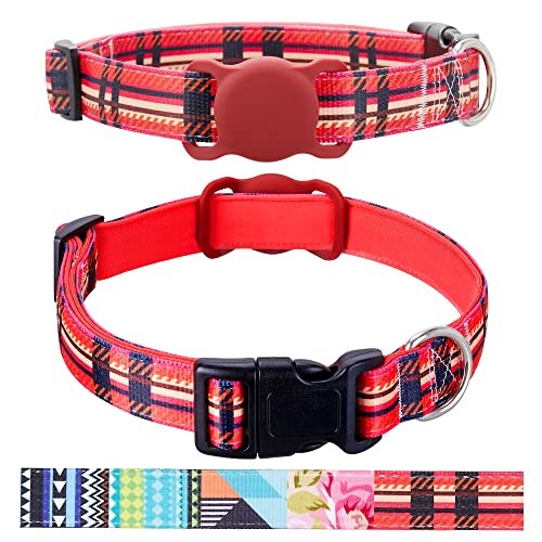 AirTag Hundehalsband für kleine mittelgroße und große Hunde, Animire weiches Neopren gepolstertes Haustierhalsband, Polyester Welpenhalsband mit Silikon Air Tag Hülle Halter Zubehör von Animire