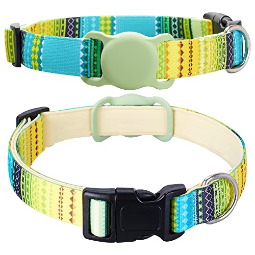 Animire AirTag Katzenhalsband, weiches Neopren, gepolstertes Airtag-Halsband für extra kleine Hunde, Polyester-Welpenhalsband mit Silikon-AirTag-Hülle, Zubehör, 20,3 - 30,5 cm Halsumfang von Animire