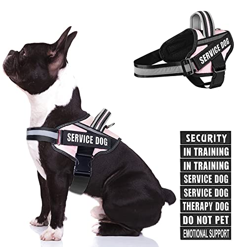 Animire Hundegeschirr (Medium, Rosa) – enthält 8 Patches, reflektierend, leicht, weich gepolsterter Griff an der Oberseite, für Training von Diensthunden von Animire