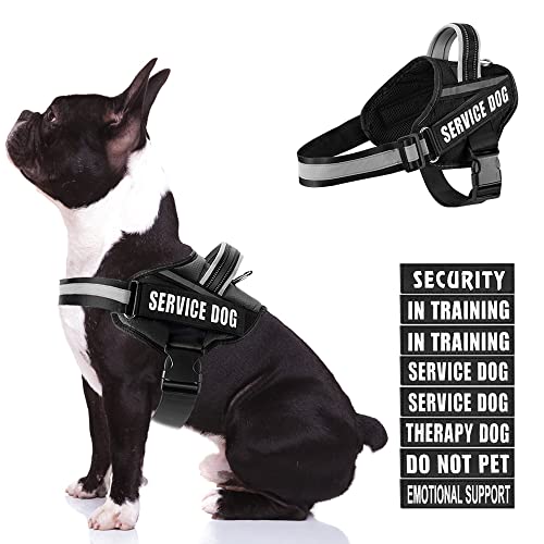 Hundegeschirr und Patches Set, Animire im Trainingsservice Hundegeschirr mit 10 Hundeflicken, Reflektierende Hundeweste mit Griff für kleine, mittelgroße und extra große Hunde von Animire