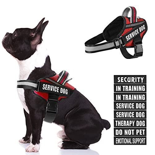 Hundegeschirr und Patches Set, Animire im Trainingsservice Hundegeschirr mit 10 Hundeflicken, Reflektierende Hundeweste mit Griff für kleine, mittelgroße und extra große Hunde von Animire