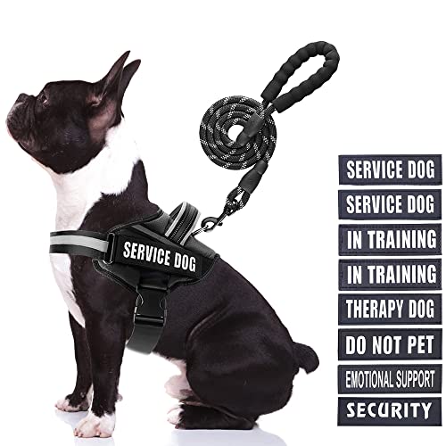 Service Dog Hundegeschirr, Geschirr und Leine, Animire in Trainings-Hundegeschirr mit 10 Hundeflicken, reflektierende Hundeleine mit weich gepolstertem Griff für kleine, mittelgroße und große Hunde Service Dog Hundegeschirr, Geschirr und Leine, Animire in Trainings-Hundegeschirr mit 10 Hundeflicken, reflektierende Hundeleine mit weich gepolstertem Griff für kleine, mittelgroße und große Hunde von Animire