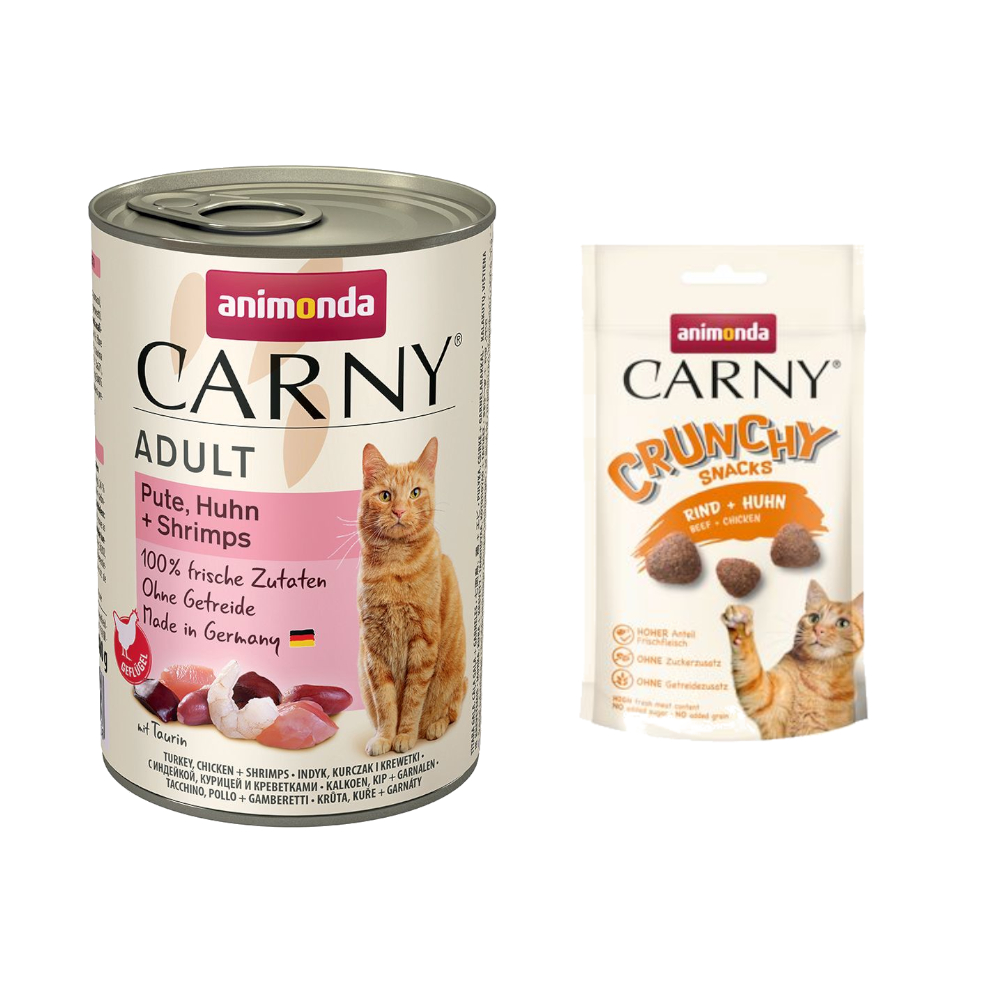 6 x 400 g Animonda Carny Adult + 50 g Crunchy Snack Rind & Huhn gratis! - Pute, Huhn & Shrimps 6 x 400 g Animonda Carny Adult + 50 g Crunchy Snack Rind & Huhn gratis! - Pute, Huhn & Shrimps von Animonda Carny