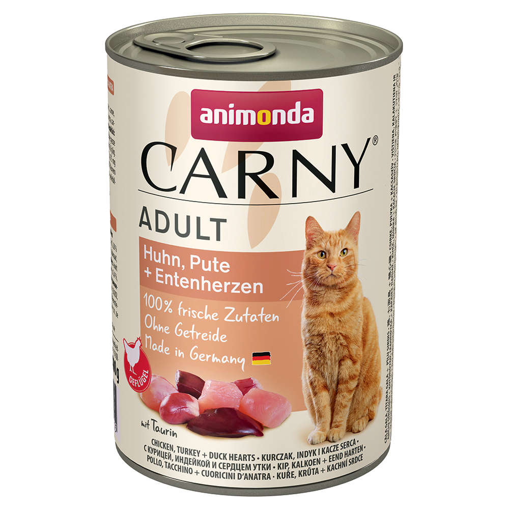 Sparpaket animonda Carny Adult 24 x 400 g - Huhn, Pute & Entenherzen von Animonda Carny