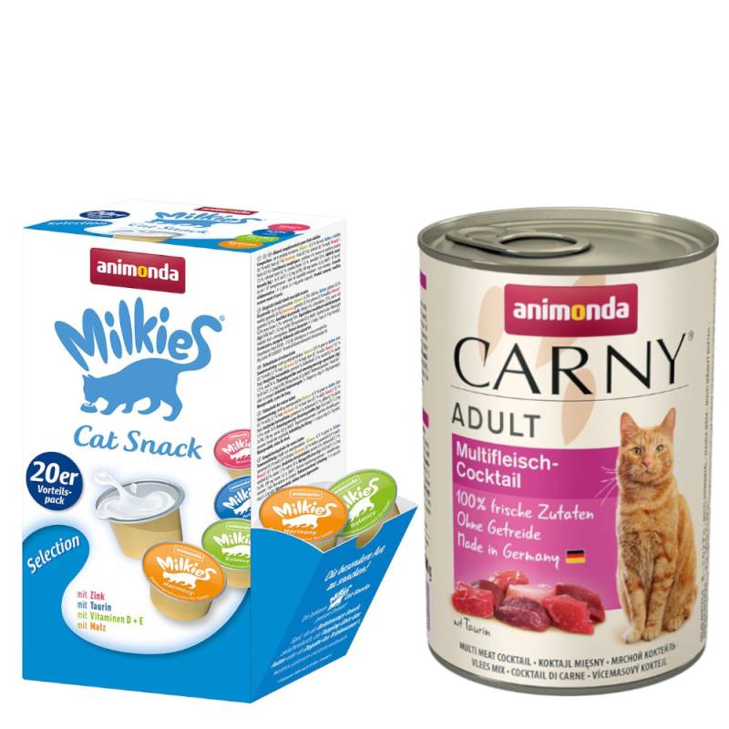 animonda Kombi-Paket: 12 x 400 g Carny Adult + 20 x 15 g Milkies Selection - Multifleisch-Cocktail + Milkies Snack (4 Sorten) von Animonda Carny