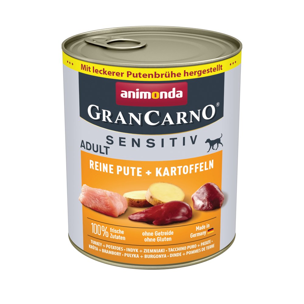 Sparpaket animonda GranCarno Adult Sensitive 24 x 800 g - Reine Pute & Kartoffeln von Animonda GranCarno