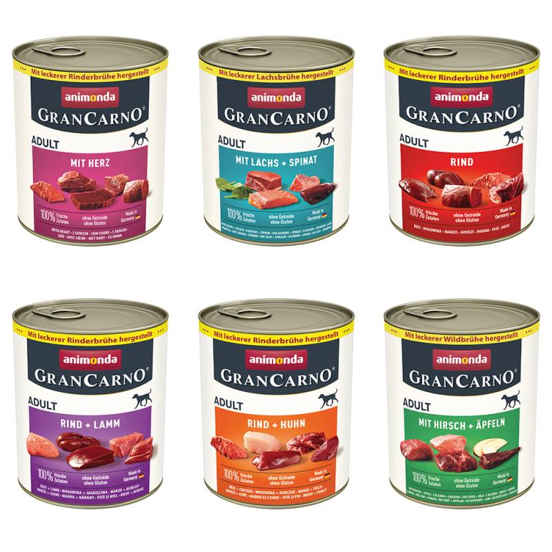 Sparpaket animonda GranCarno Original 12 x 800 g - Mixpaket 1 (6 Sorten) von Animonda GranCarno