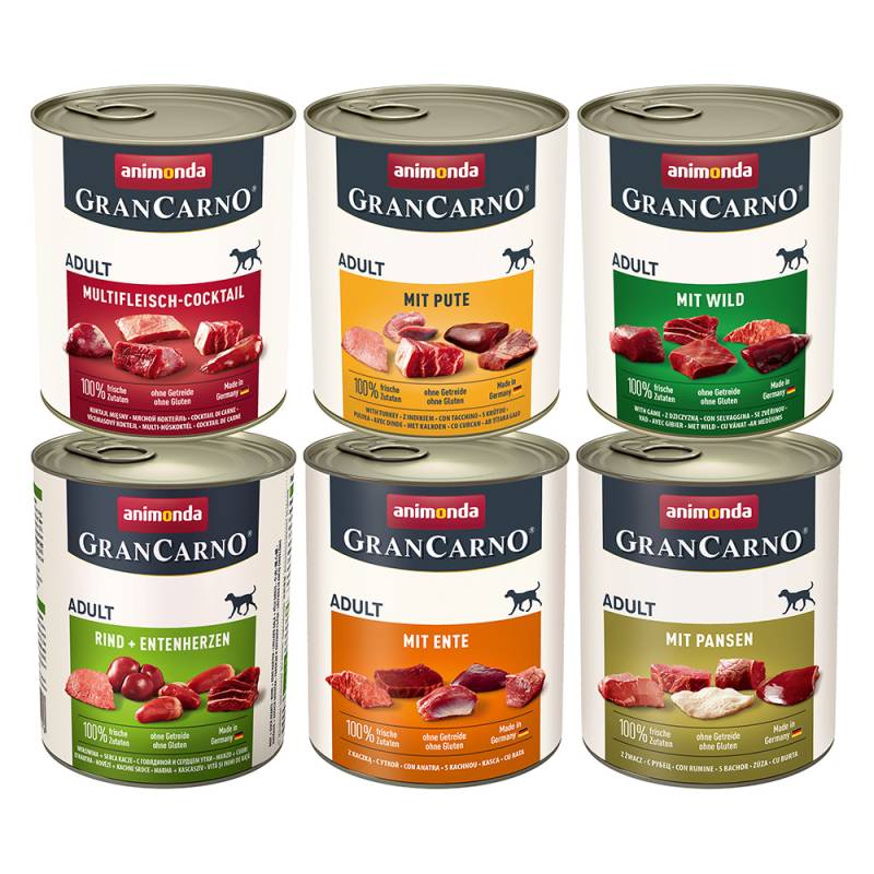 Sparpaket animonda GranCarno Original 12 x 800 g - Mixpaket 2 (6 Sorten) von Animonda GranCarno