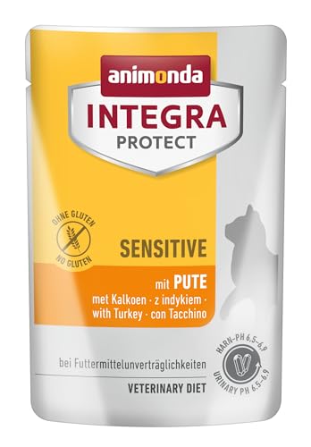 INTEGRA PROTECT Katzenfutter nass Sensitive mit Pute (24 x 85g), vom Tierarzt empfohlen bei Harnsteinen, mit Veterinären entwickeltes Ergänzungsfutter für erwachsene Katzen von animonda von Animonda Integra Protect