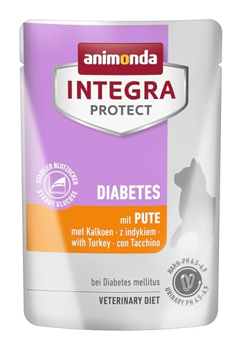 animonda INTEGRA PROTECT Katzenfutter nass Diabetes mit Pute (24 x 85g), vom Tierarzt empfohlen bei Diabetes Mellitus, mit Veterinären entwickeltes Diätalleinfutter für erwachsene Katzen von Animonda Integra Protect