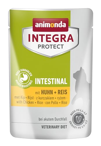 animonda INTEGRA PROTECT Katzenfutter nass Intestinal mit Huhn + Reis (24 x 85g), vom Tierarzt empfohlen bei Durchfall & Erbrechen, mit Veterinären entwickeltes Diätalleinfutter für erwachsene Katzen von Animonda Integra Protect