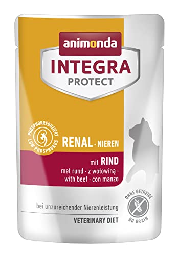 animonda INTEGRA PROTECT Katzenfutter nass Renal (Niere) mit Rind (24 x 85g), vom Tierarzt empfohlen bei Niereninsuffizienz, mit Veterinären entwickeltes Diätalleinfutter für erwachsene Katzen von Animonda Integra Protect