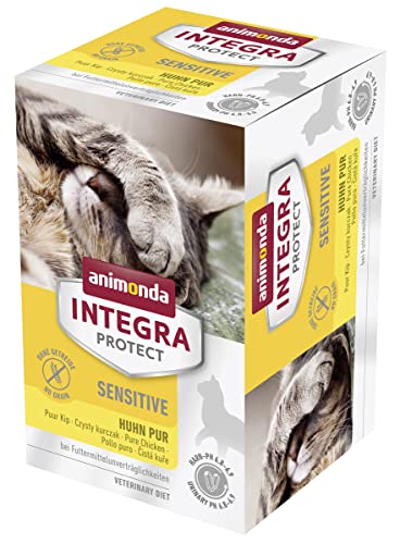 animonda INTEGRA PROTECT Sensitive Huhn Pur (6 x 100 g), Katzen Diätfutter bei Futtermittelallergie, sensitives Katzenfutter für allergische Katzen, Nassfutter für Katzen ohne Getreide von Animonda Integra Protect