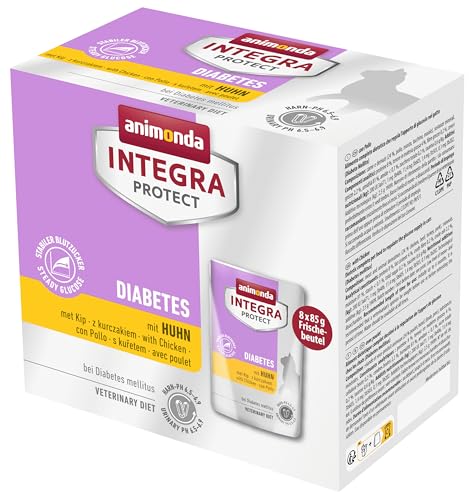 INTEGRA PROTECT Katzenfutter nass Diabetes mit Huhn (8 x 85g), vom Tierarzt empfohlen bei Harnsteinen, mit Veterinären entwickeltes Ergänzungsfutter für erwachsene Katzen von animonda von Animonda Integra Protect