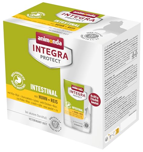 animonda INTEGRA PROTECT Katzenfutter nass Intestinal mit Huhn + Reis (8 x 85g), vom Tierarzt empfohlen bei Durchfall & Erbrechen, mit Veterinären entwickeltes Diätalleinfutter für erwachsene Katzen von Animonda Integra Protect