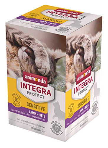 animonda INTEGRA PROTECT Katzenfutter nass Sensitive Lamm und Reis (6 x 100g), vom Tierarzt empfohlen bei Futtermittelallergie, mit Veterinären entwickeltes Diätalleinfutter für Katzen von Animonda Integra Protect