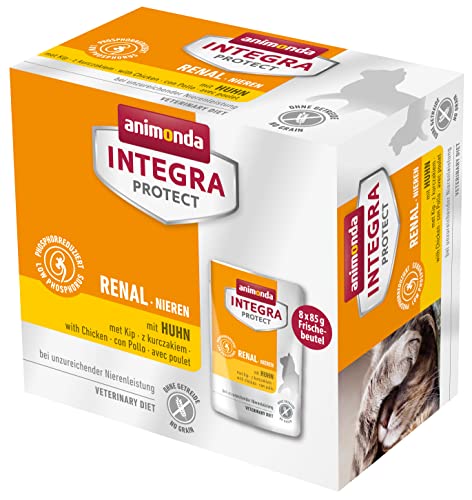 animonda Integra Protect Nassfutter Katze, Integra Protect Adult Renal Katzenfutter, Nierenfutter Katze bei Niereninsuffizienz, Nassfutter für Katzen, mit Huhn, 8 x 85 g von Animonda Integra Protect