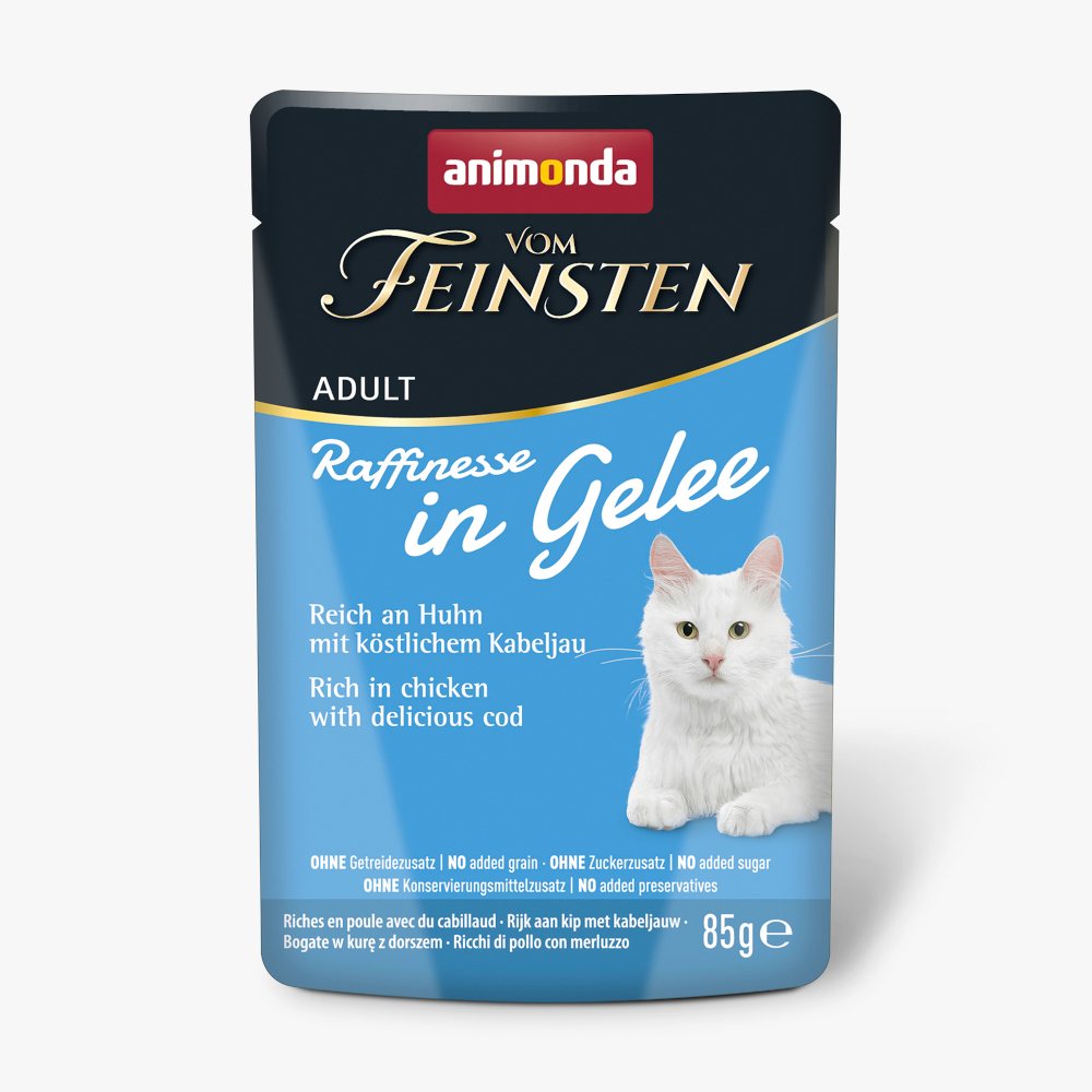 Animonda Vom Feinsten Adult Raffinesse in Gelee 24 x 85 g - reich an Huhn mit Kabeljau von Animonda Vom Feinsten