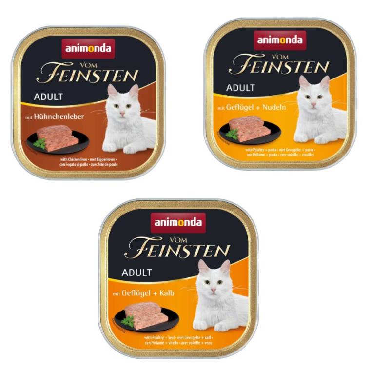 Kombi-Paket animonda vom Feinsten Adult 36 x 100 g - 12 x Hühnchenleber / 12 x Geflügel & Kalb / 12 x Geflügel & Nudeln von Animonda Vom Feinsten